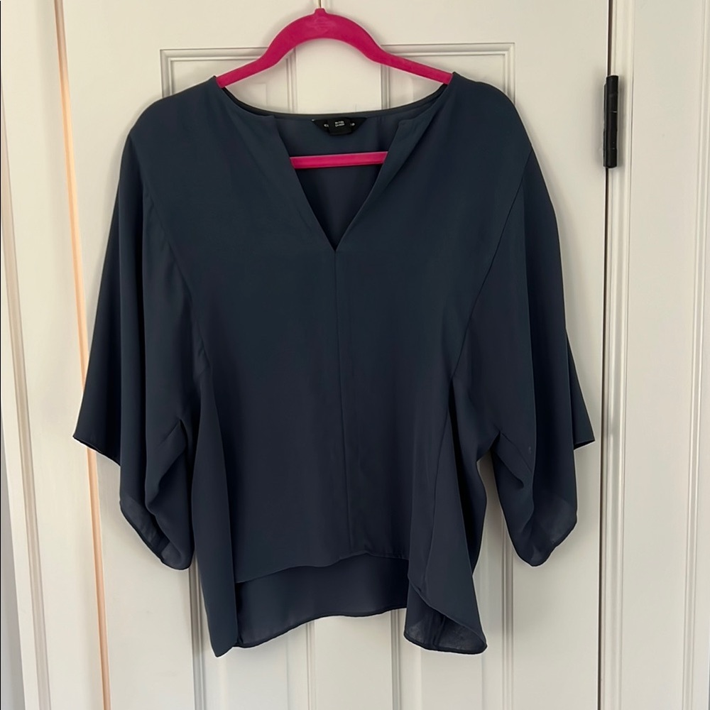 Club Monaco Black Asymmetrical Batwing Sleeve Blouse